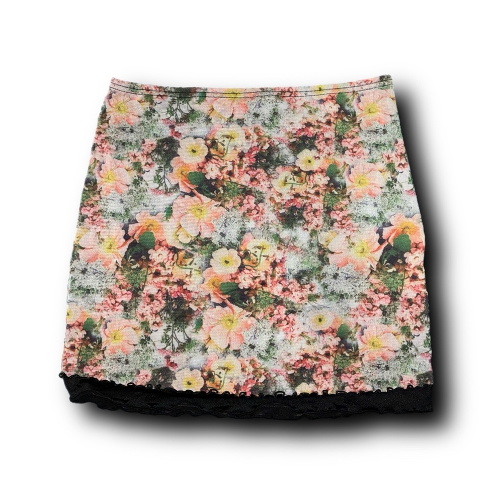 Urban Outfitters Y2K 90s Style Vintage Inspired Floral Mesh Mini Skirt
